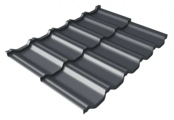 Металлочерепица модульная Квинта Uno Grand Line c 3D резом 0,5 Satin Мatt RAL 7024 мокрый асфальт купить в Волжском