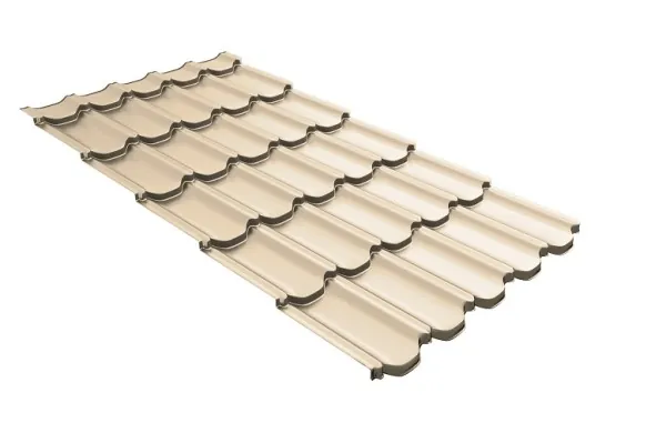 Металлочерепица квинта плюс с 3D резом 0,5 Satin RAL 1015 светлая слоновая кость купить в Волжском
