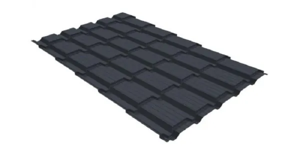 Металлочерепица GL квадро профи 0,5 GreenCoat Pural RR 23 темно-серый (RAL 7024) мокрый асфальт купить в Волжском