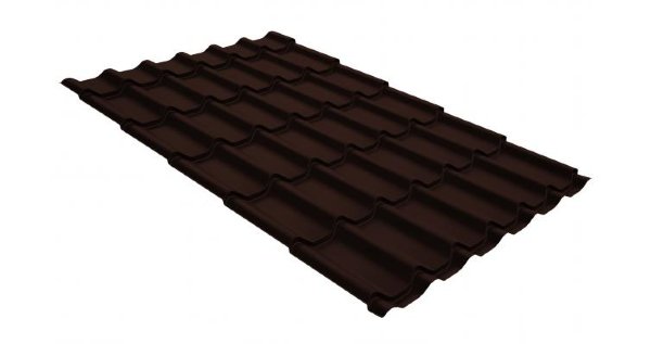 Металлочерепица классик GL 0,5 GreenCoat Pural Matt RR 887 шоколадно-коричневый (RAL 8017 шоколад) купить в Волжском