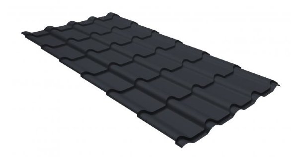 Металлочерепица камея GL 0,5 GreenCoat Pural RR 23 темно-серый (RAL 7024 мокрый асфальт) купить в Волжском