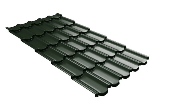 Металлочерепица квинта плюс с 3D резом 0,5 GreenСoat Pural Matt RR 11 темно-зеленый (RAL 6020 хромовая зелень) купить в Волжском