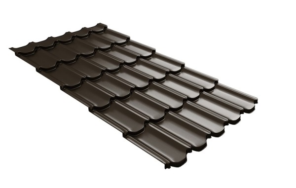 Металлочерепица квинта плюс с 3D резом 0,5 GreenСoat Pural RR 32 темно-коричневый (RAL 8019 серо-коричневый) купить в Волжском