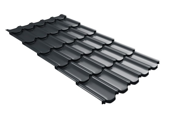 Металлочерепица квинта плюс с 3D резом 0,5 Satin RAL 7016 антрацитово-серый купить в Волжском