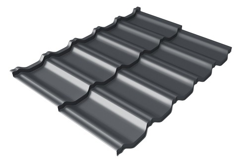 Металлочерепица модульная Квинта Uno Grand Line c 3D резом 0,45 Drap RAL 7024 мокрый асфальт купить в Волжском