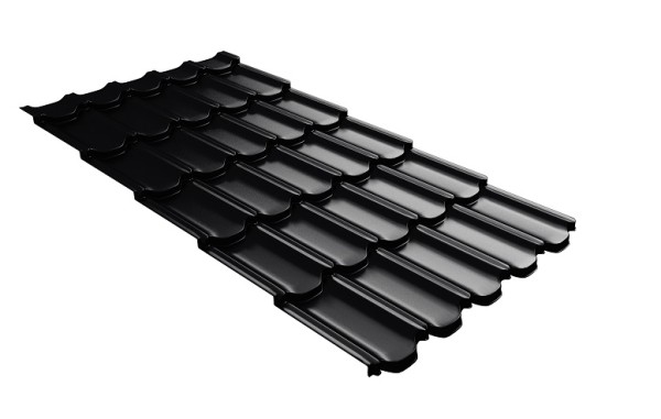 Металлочерепица квинта плюс с 3D резом 0,5 Satin RAL 9005 черный купить в Волжском