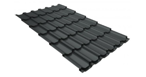 Металлочерепица квинта плюс 0,5 GreenCoat Pural RR 23 темно-серый (RAL 7024 мокрый асфальт) купить в Волжском